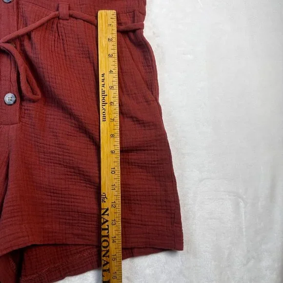Madewell Womens Lightspun Belted Safari Romper Button-Down Tie-Waist  Sz XXS - Picture 9 of 14